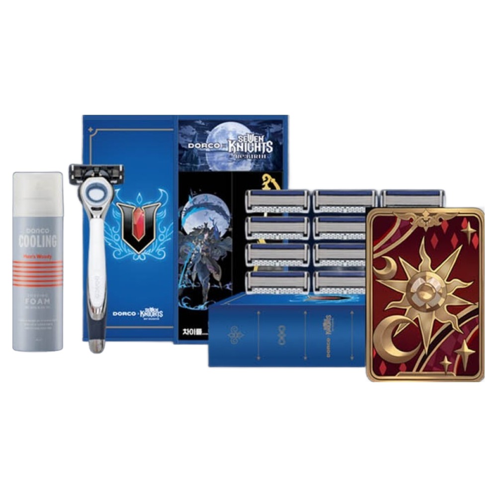 도루코 세븐나이츠 리버스 콜라보 면도 4종 세트, 모션 면도기 + 모션 4입날 2p + 모션 3입날 + 쿨링 쉐이빙 폼, 1세트 28,900원