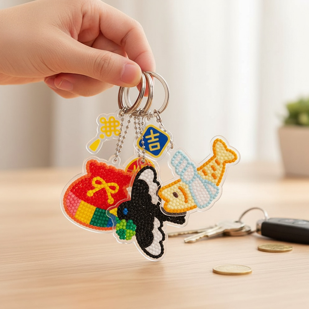 보석십자수 새해키링만들기 까치 복주머니 새해선물 2,900원