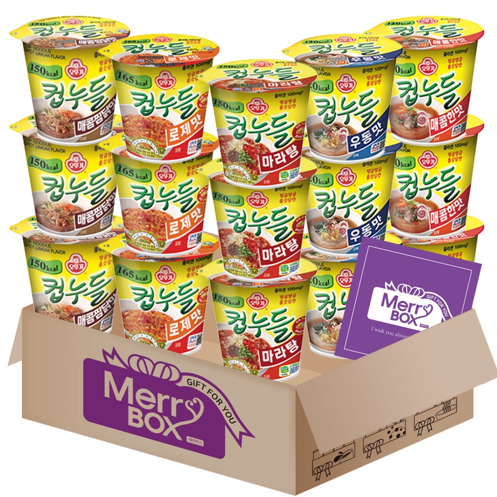 메리박스 컵누들 5종 15개세트(매콤한맛x3+우동맛x3+매콤찜닭x3+로제맛x3+마라탕x3)+메세지카드, 1개 21,500원