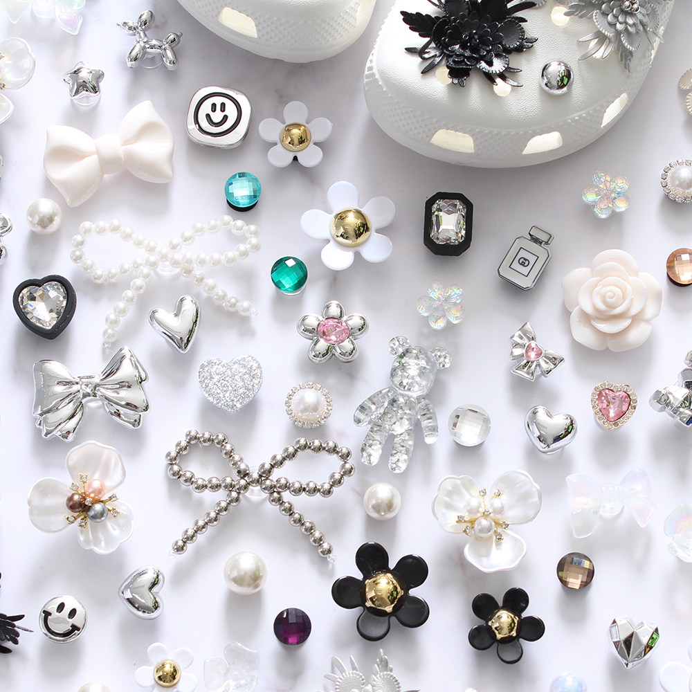 OK신꾸 진주리본 빅리본 진주 신꾸 신발악세사리 파츠 슈즈 참 슬리퍼 실내화 블링블링 나만의 신발 꾸미기 600원