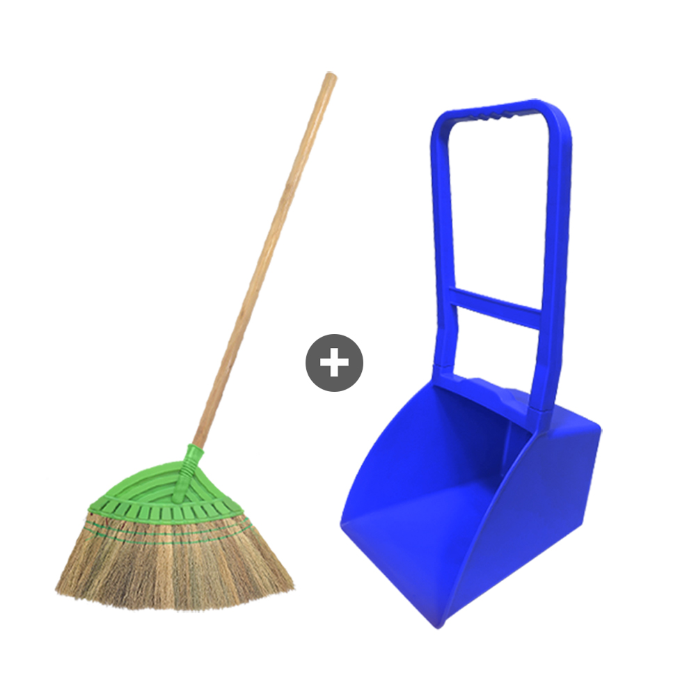 월드크린 미얀마 분리형 니스 갈대비 그린+컬러 외곽 쓰레받기 15,800원