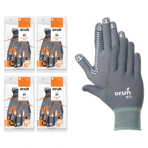오런 멀티 5P 도트장갑 S, 회색, 4개 16,290원
