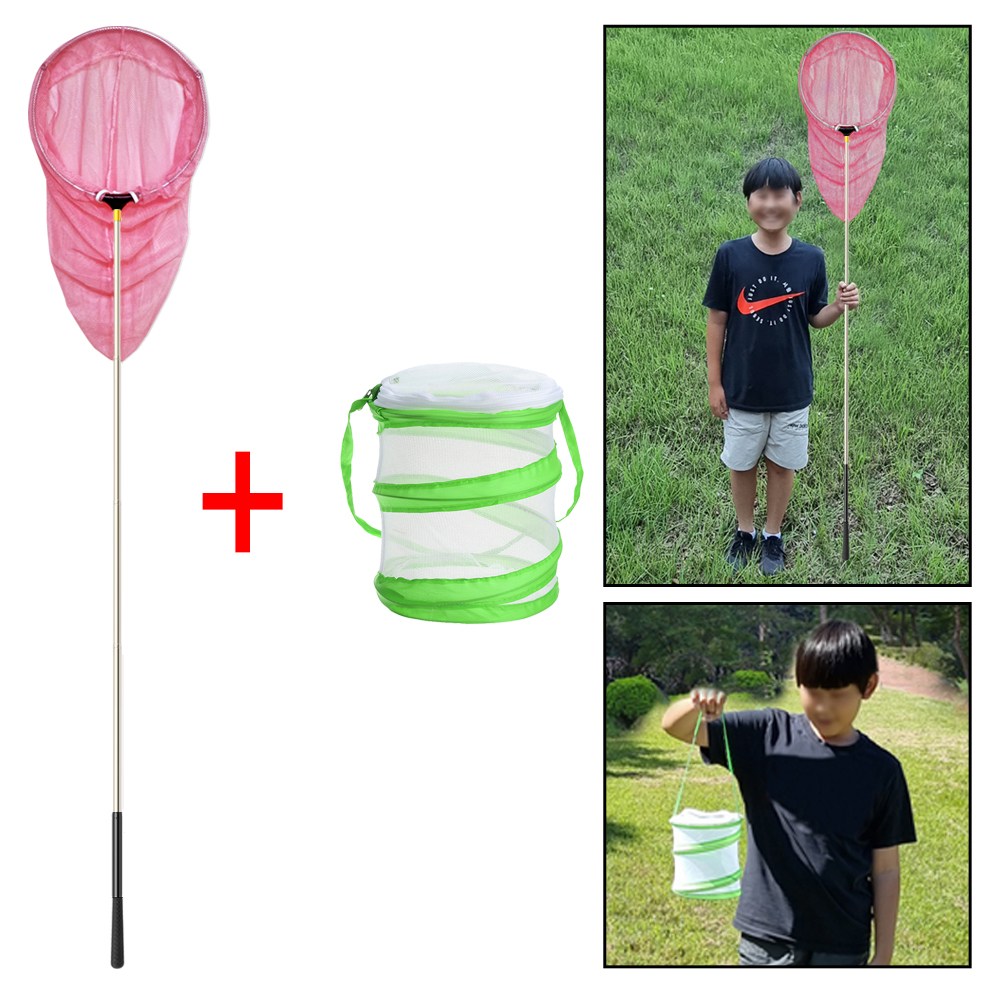 접이식 (고급형 5단 스텐 잠자리채 핑크 + 채집통 A타입) 어망 물고기 들채 곤충 채집 망 통 20,800원