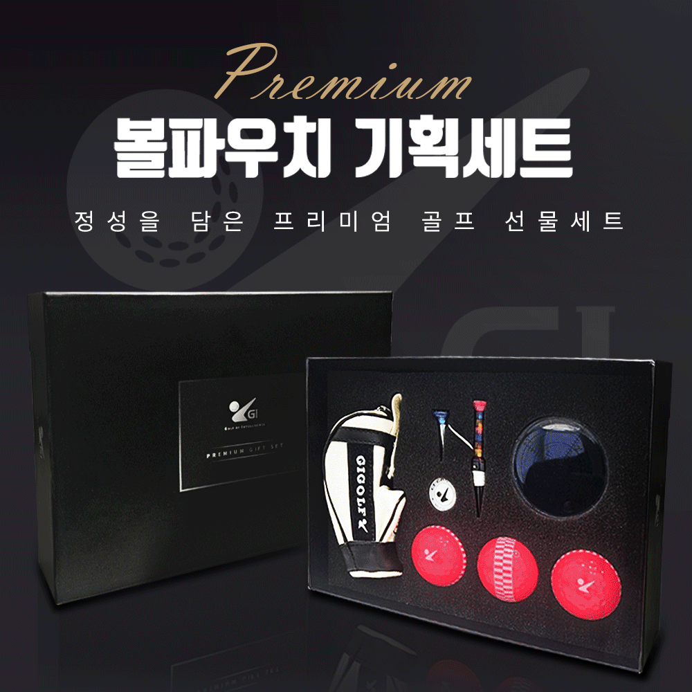 지아이골프 볼파우치 선물세트 - 골프티, 볼마커, 대형수평계 포함, 1개, 브라운 45,000원