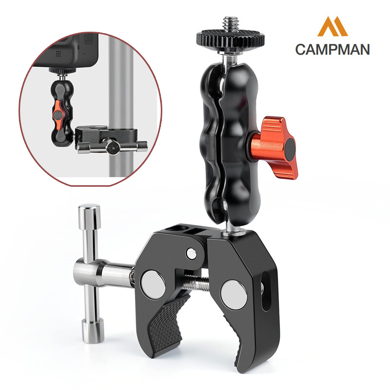 캠프맨 더블 볼헤드 매직암 클램프 소형 촬영장비 액션캠 조명 마운트 14,000원