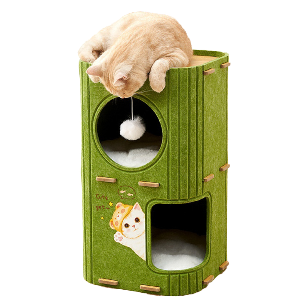 메일캣 고양이 2단 다기능 펠트 숨숨 캣타워, 1개, 그린 35,400원