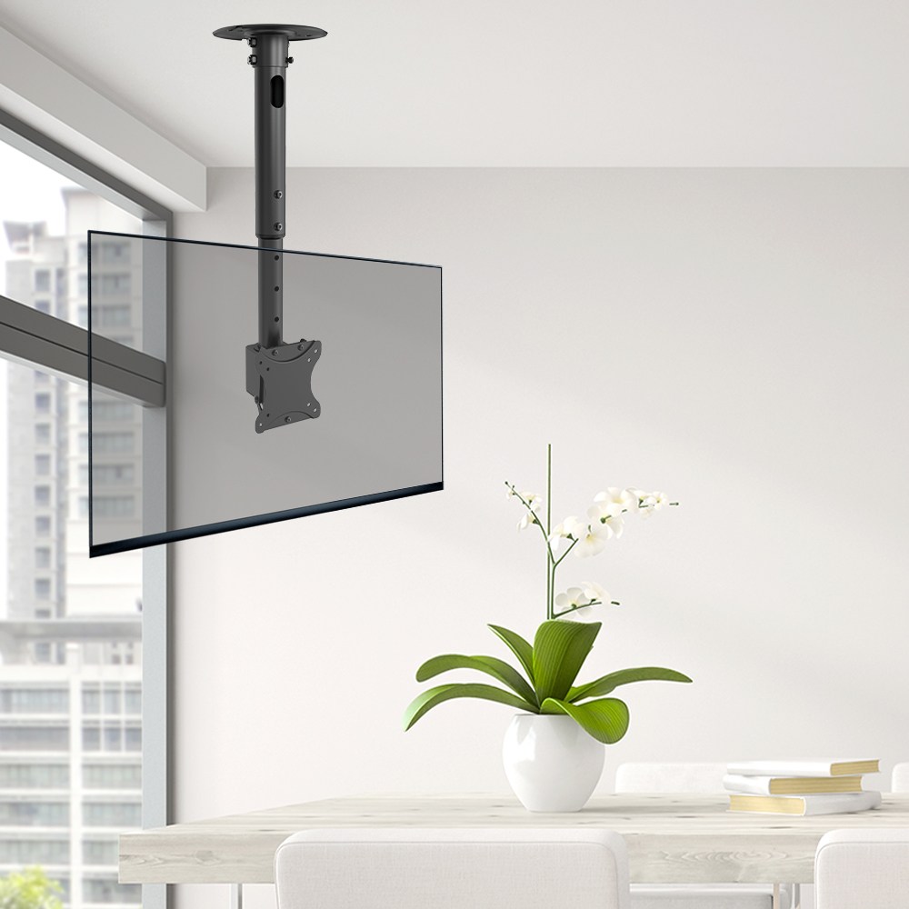 CLB-110F 15인치~32인치 화이트 블랙 천장 티비 모니터 TV 브라켓 19인치 22인치 24인치 27인치 28인치 천정 설치 브래킷 거치대 받침대 천정용 천장형 천형, 블랙, 1개 47,000원