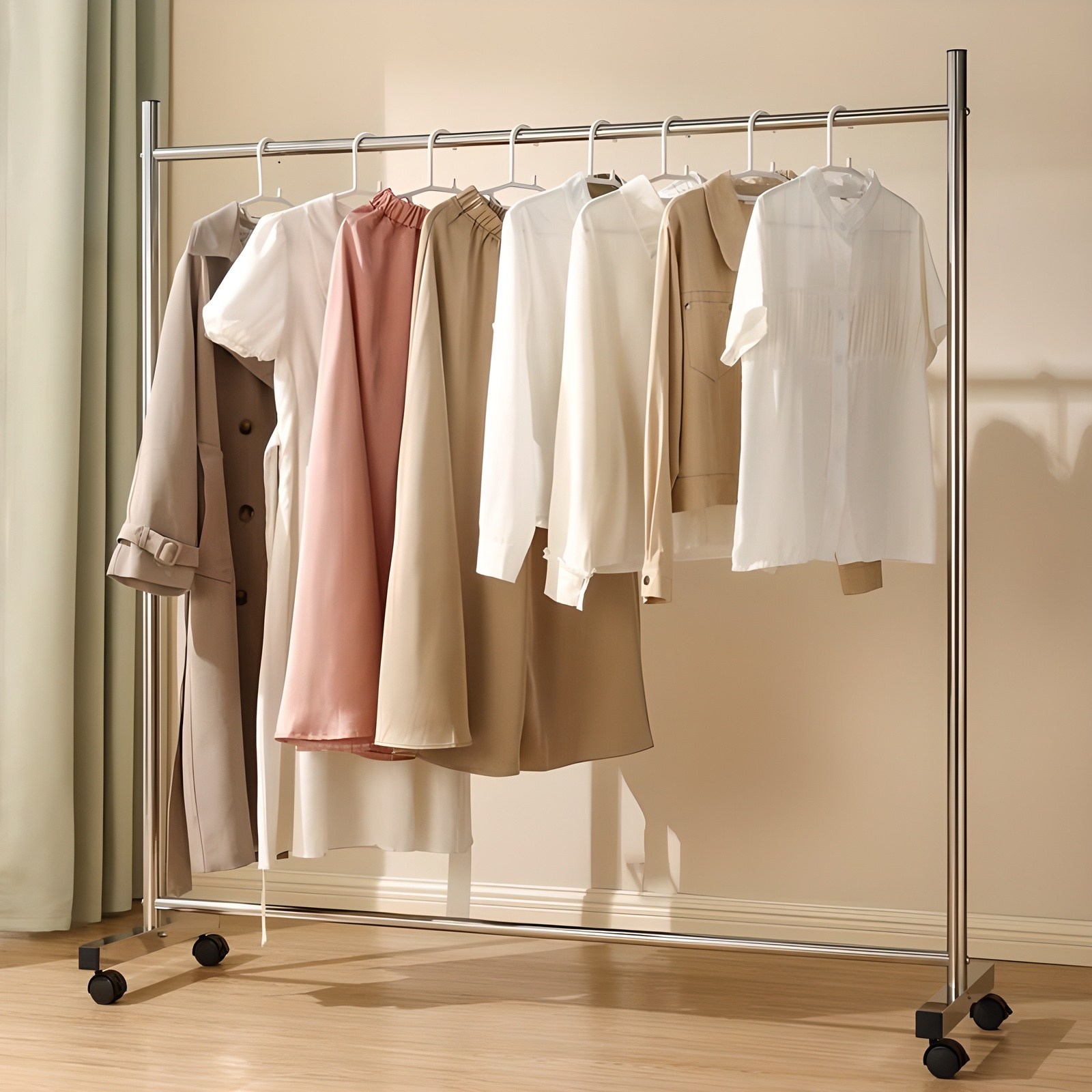 스텐 옷가게 행거 튼튼한 이동식 스텐드 스테인레스 행거, 실버 37,000원