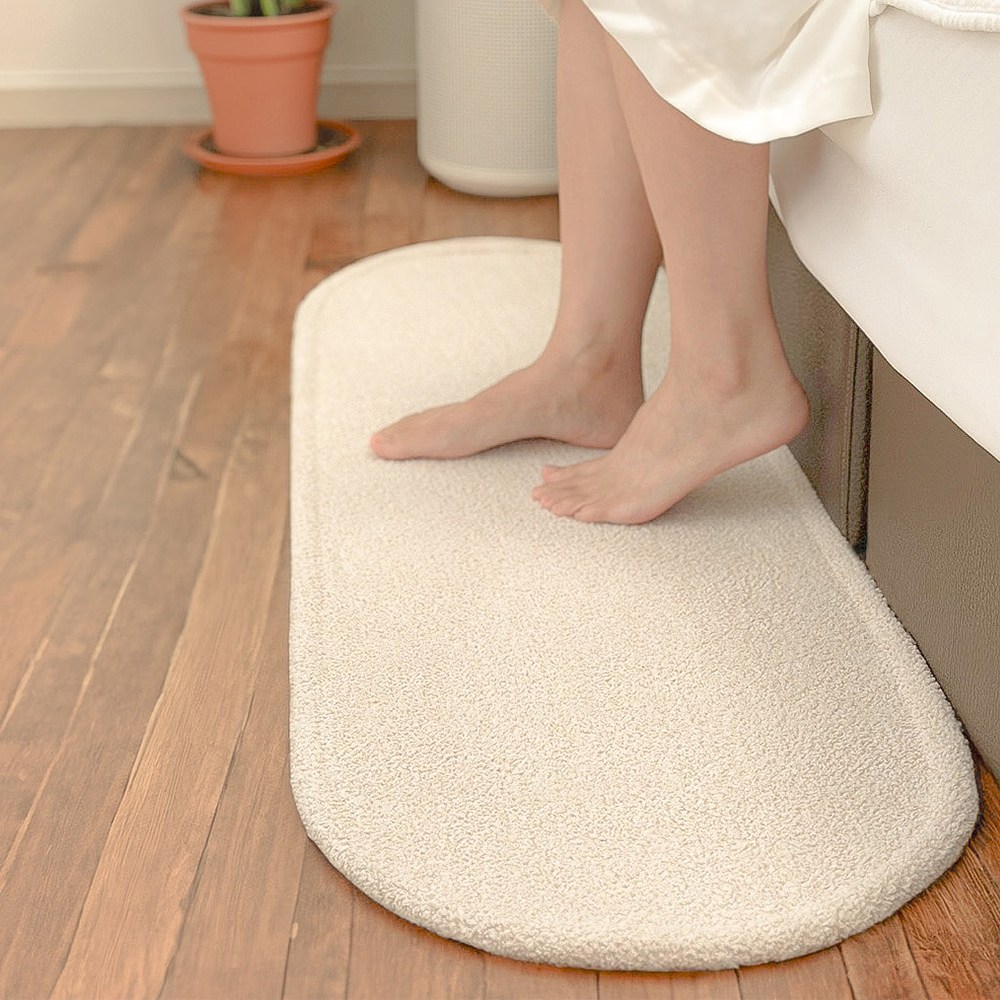 [국산] 세탁가능 다용도 발매트 타원형 욕실 주방 발매트, 크림 아이보리 29,900원