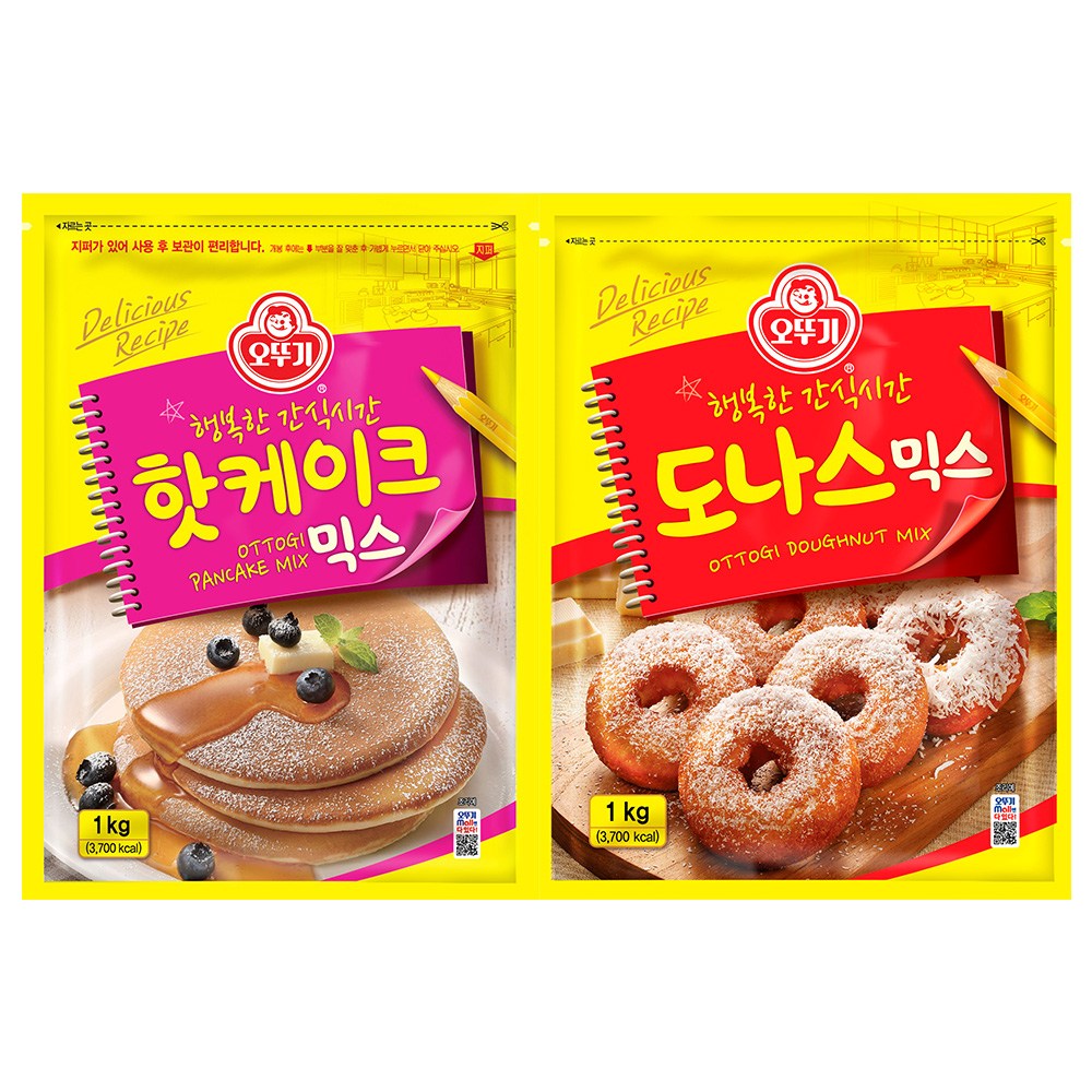 오뚜기 도나스믹스 1kg 2개+핫케이크믹스 1kg 2개, 4kg, 1세트 18,900원