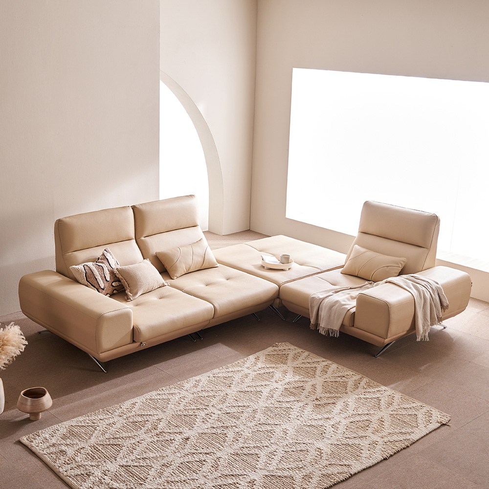 쉐우드가구 라이즈 이태리 천연통가죽 스윙 소파 6인용 코너형 / 국내제조 자재등급 E0 2,347,800원