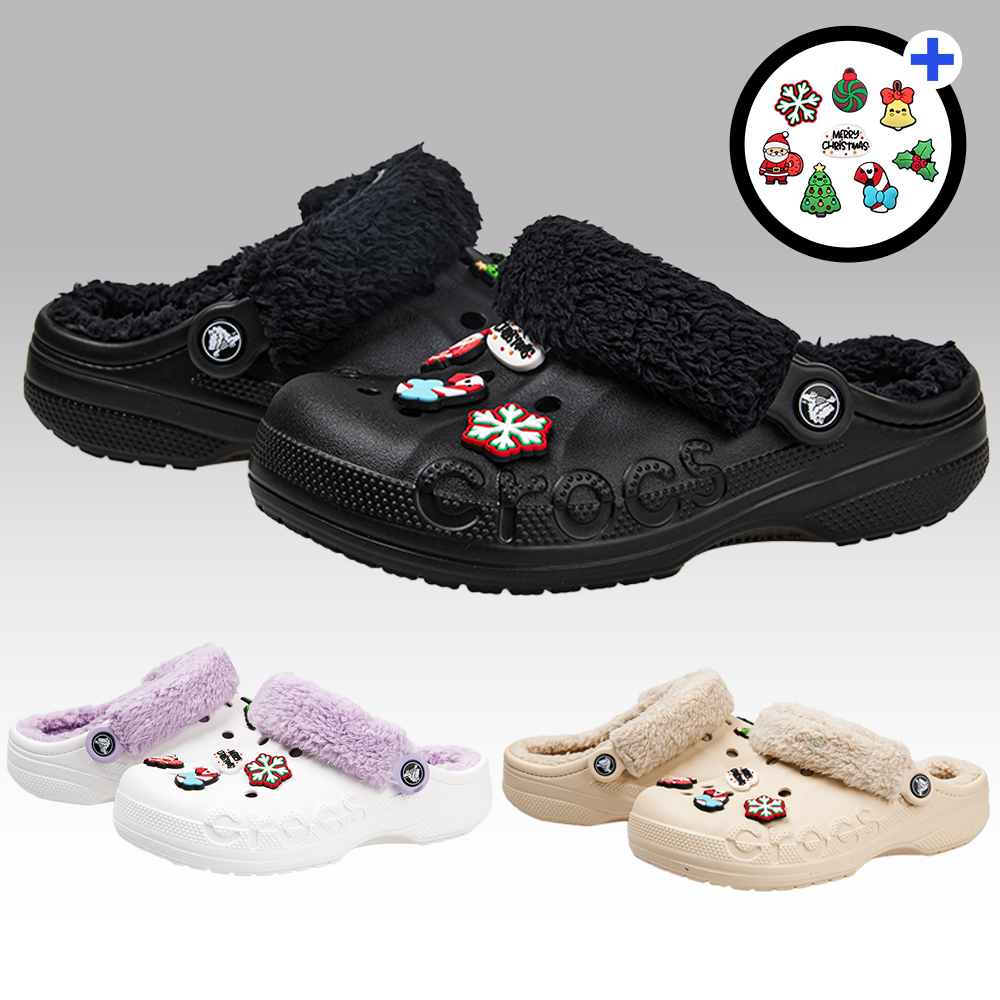 [국내매장판] 크록스 CROCS 바야 라인드 퍼즈 PUZZ 스트랩 털크록스 + 겨울 크리스마스 악세사리 포함 69,900원
