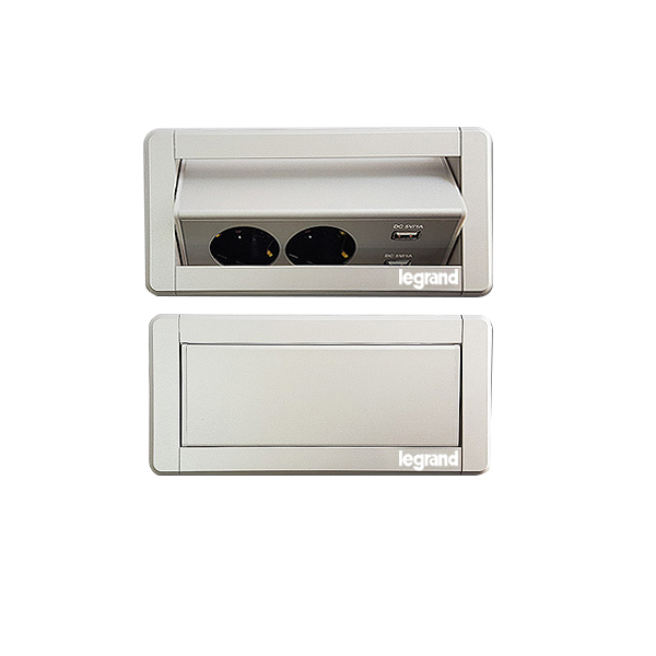 uga123 르그랑 빌트인 수동형 회전콘센트 사각_콘센트3구,2구+USB2구 가구 바닥 매립형콘센트, 1개 96,600원