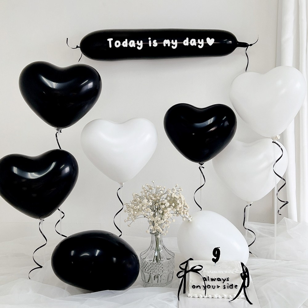 파티아일랜드 자율 문구 하트 퓨어 파티 세트 블랙 생일 풍선 패키지 기념일 브라이덜샤워 11,500원
