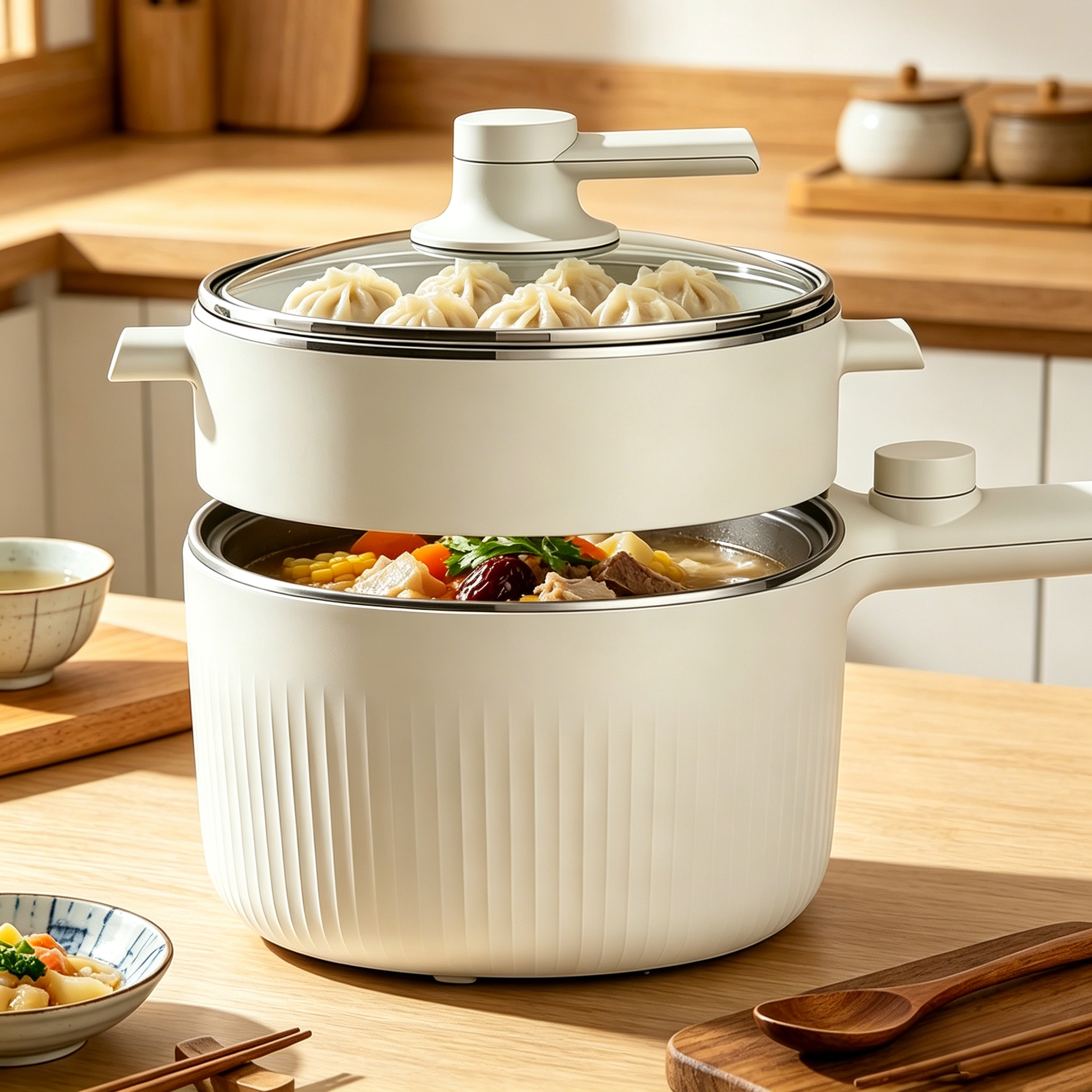 VisuLink 비주링크 멀티쿠커 2in1 전기냄비 1.2L (라면/찜기 겸용), CND-1903-12 32,500원