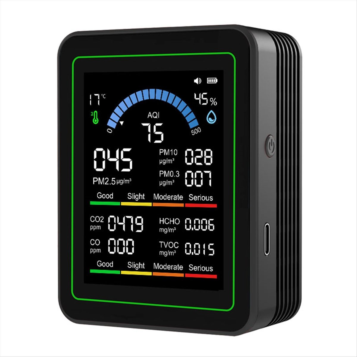 Tuya WiFi 10-in-1 공기 품질 모니터 포름알데히드 온도 습도 테스터 실내/실외용 CO 2 감지기 검정색 20,560원