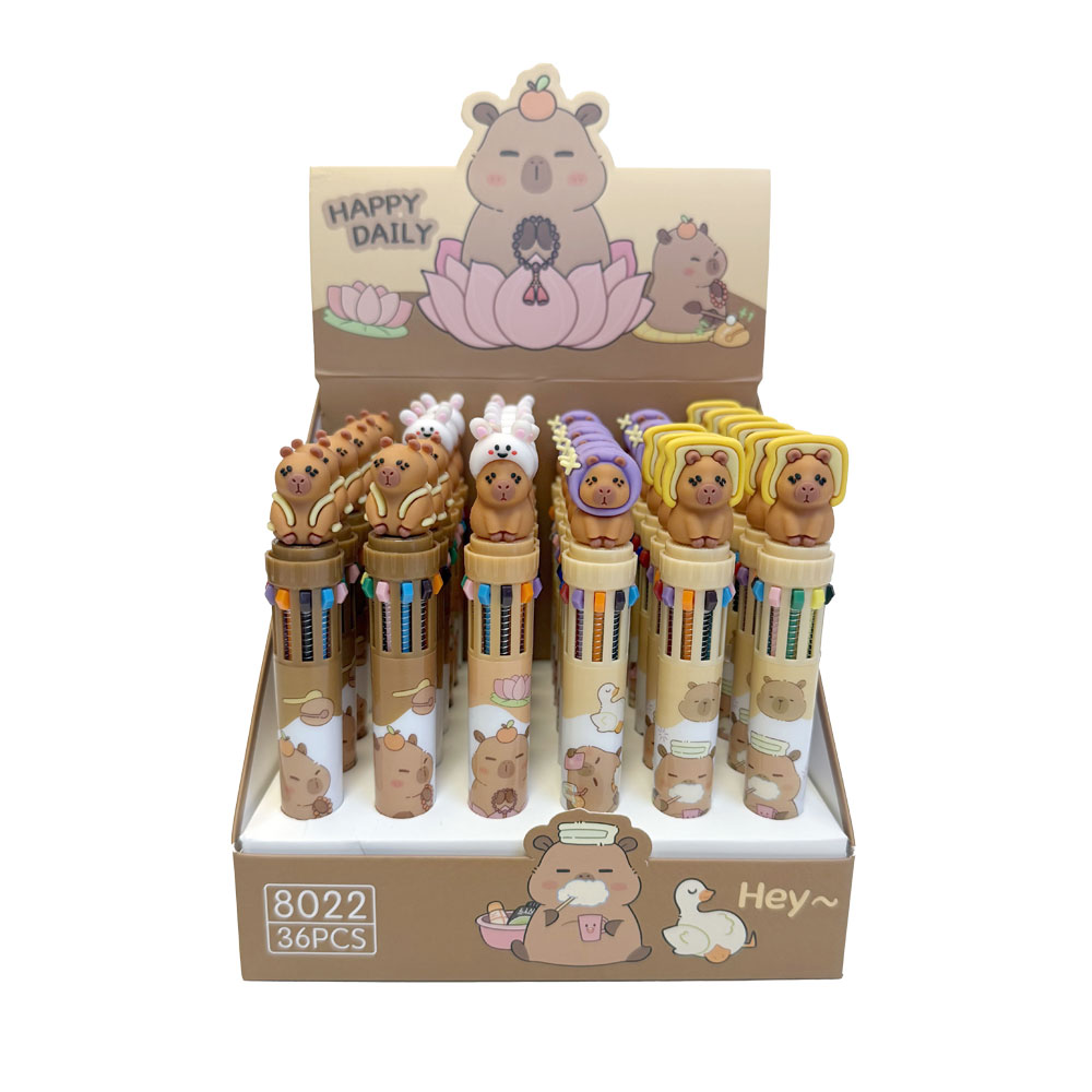 카피바라 10색 볼펜 36개(박스) 귀여운 멀티펜 필기 노크식 예쁜 디자인 단체 선물 23,940원