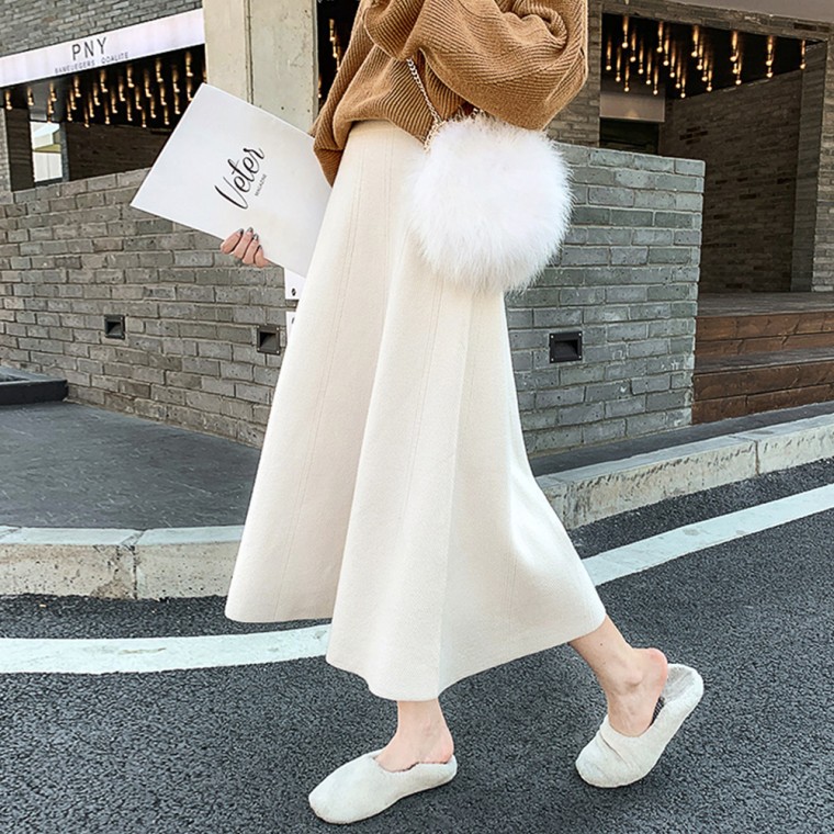 LND (당일출고) 소프트벨 여성 A라인 롱 니트 스커트 플레어핏 겨울 치마 가을 25,000원