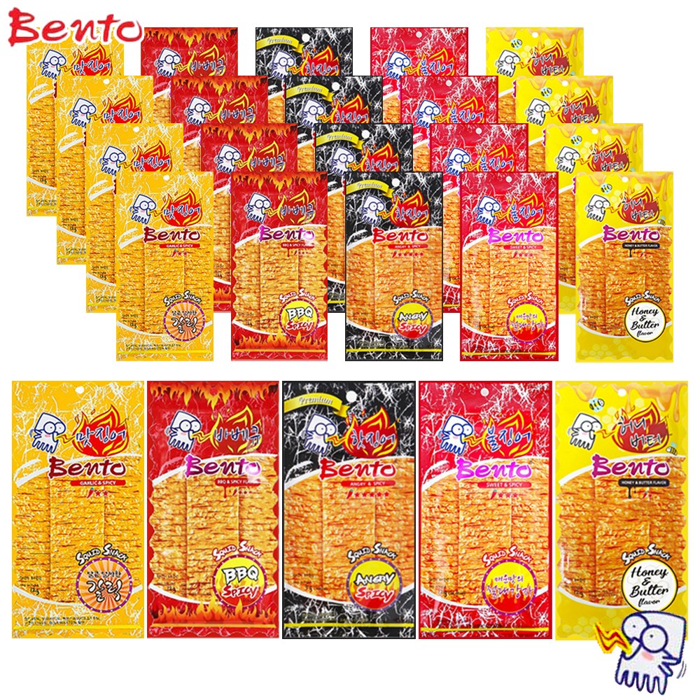 예이니식품 벤토 어포12g 인기5종 갈릭&스파이시 5개+바베큐&스파이시 5개+앵그리&스파이시 5개+스위트&스파이시 5개+허니&버터 5개 (총25개) 23,250원