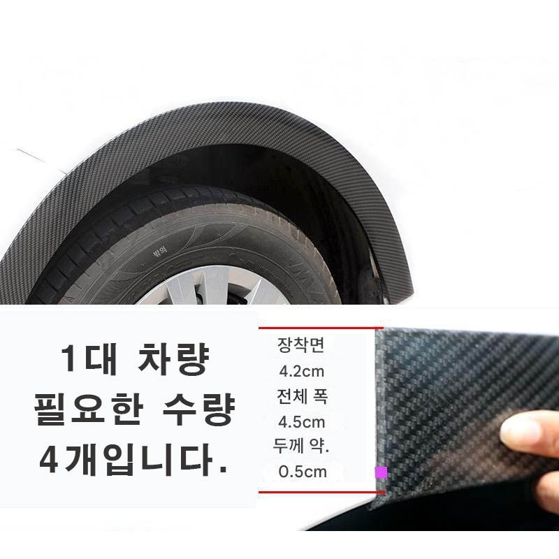 자동차 휀다몰딩밴드 4.5cm 와이드 바디 휠 휀다스티커 장식 고무 가드 스크래치 충돌 방지 스트랩 4개, 4개, 빗살무늬 20,120원