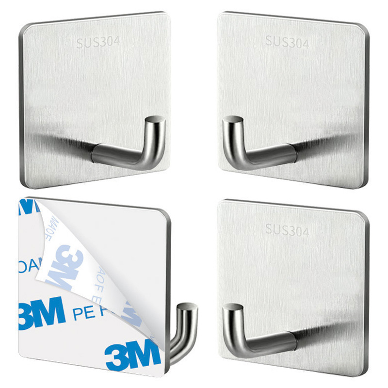 TheLiving 다용도 304스테인레스 접착식 고리형 사각 후크, 스틸, 4개 3,400원