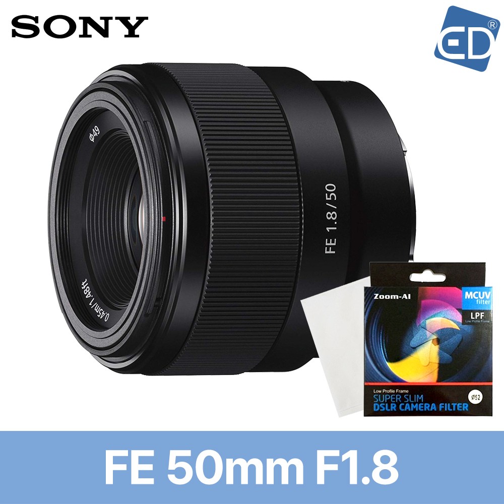 [소니 정품] 렌즈 FE 50mm F1.8 (후드포함)+MC UV필터+포켓융 단렌즈 /ED 315,000원