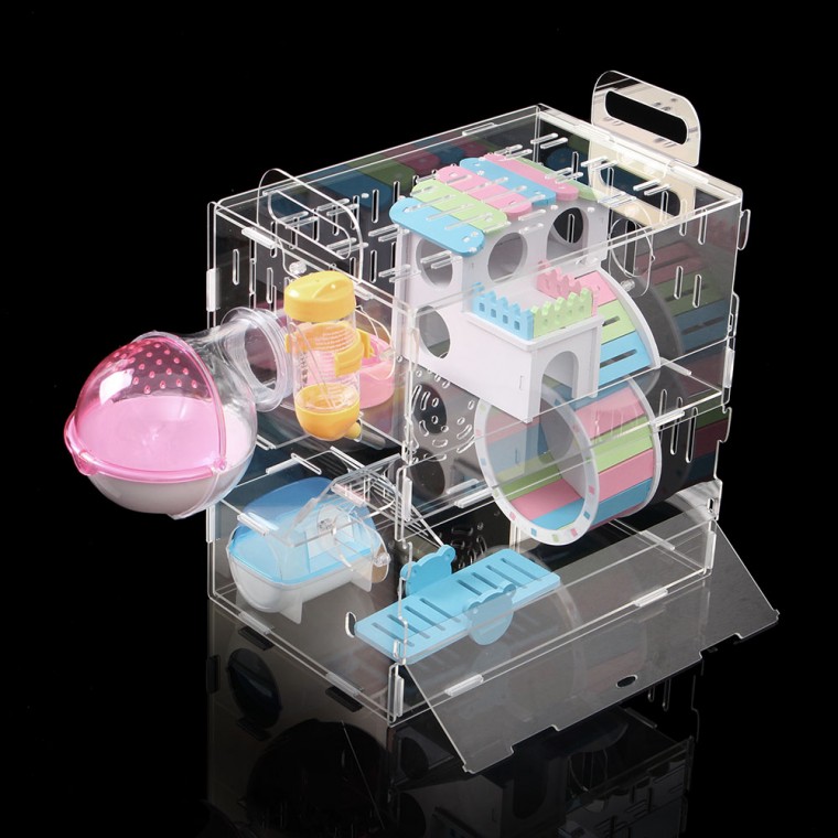 2층 아크릴 햄스터집 햄스터케이지 풀세트DIY쳇바퀴 70,760원