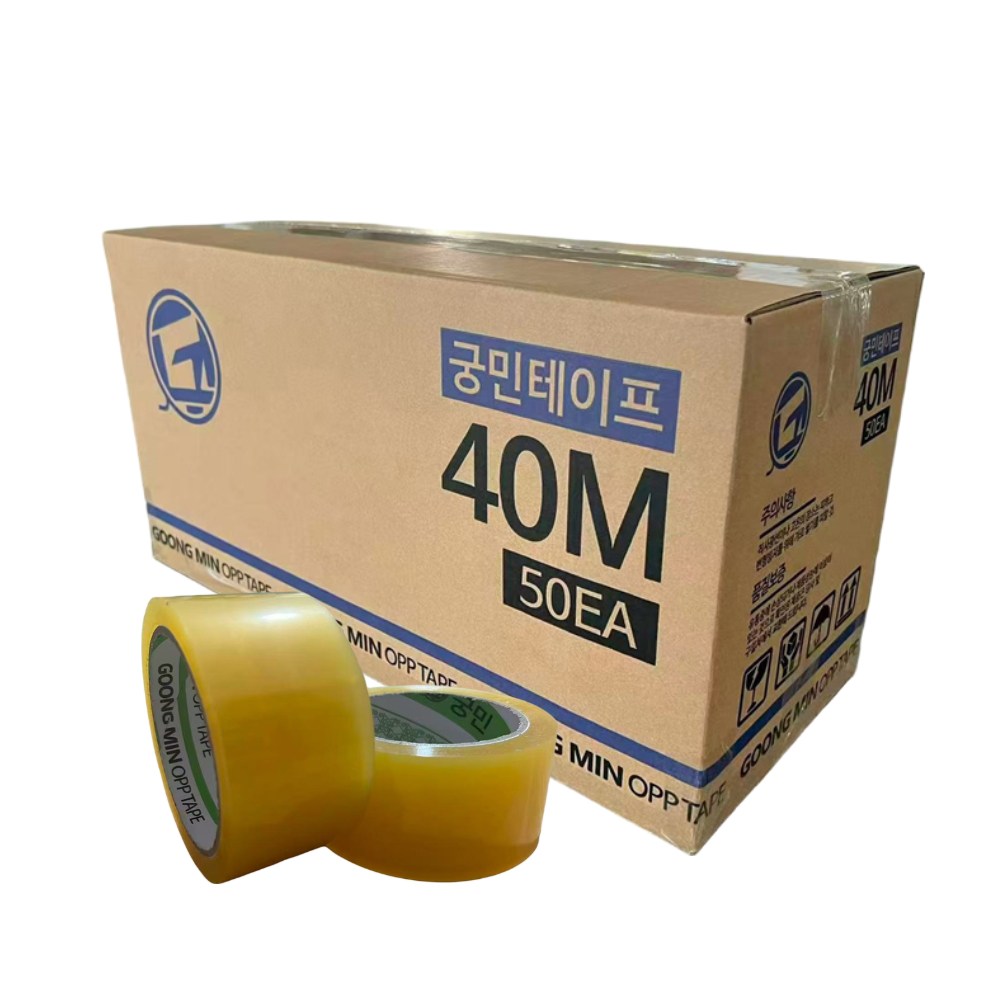 궁민 opp 박스 테이프 경포장 투명 포장용 40m, 50개, 현재가 24,600원