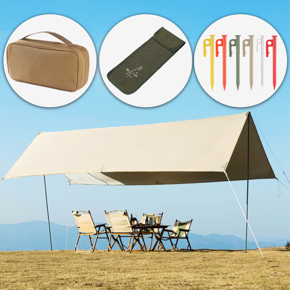 씽크라이프 210D 옥스포드 원단  실버코팅 대형 캠핑 타프 세트 26,900원