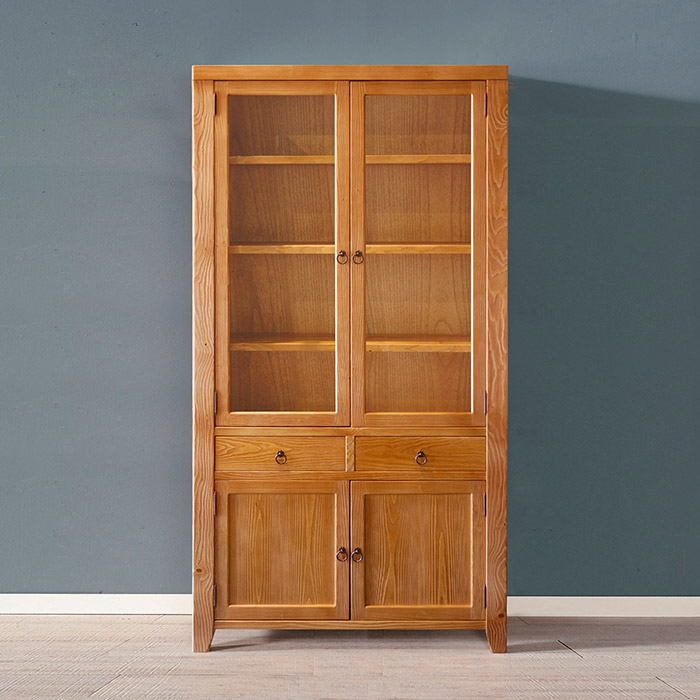 [마루엔개비] 우리목 서랍 찬장 장2문 유리장식장 원목그릇장 1,610,000원