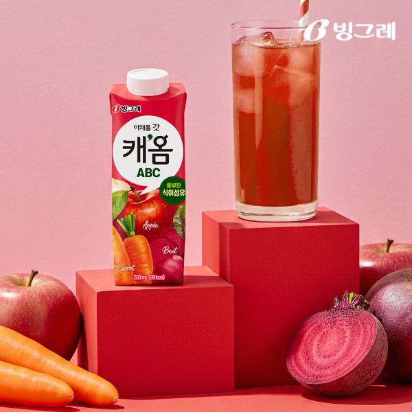 토마토 키링 증정 빙그레 캐옴 ABC주스 200ml 24개 야채주스 30,800원
