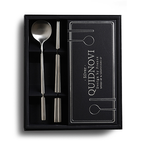 퀴드노비 무광 스텐 한식 숟가락 젓가락 티타늄 실버 골드 수저세트, -퀴드노비 실버 수저 5벌 26,600원