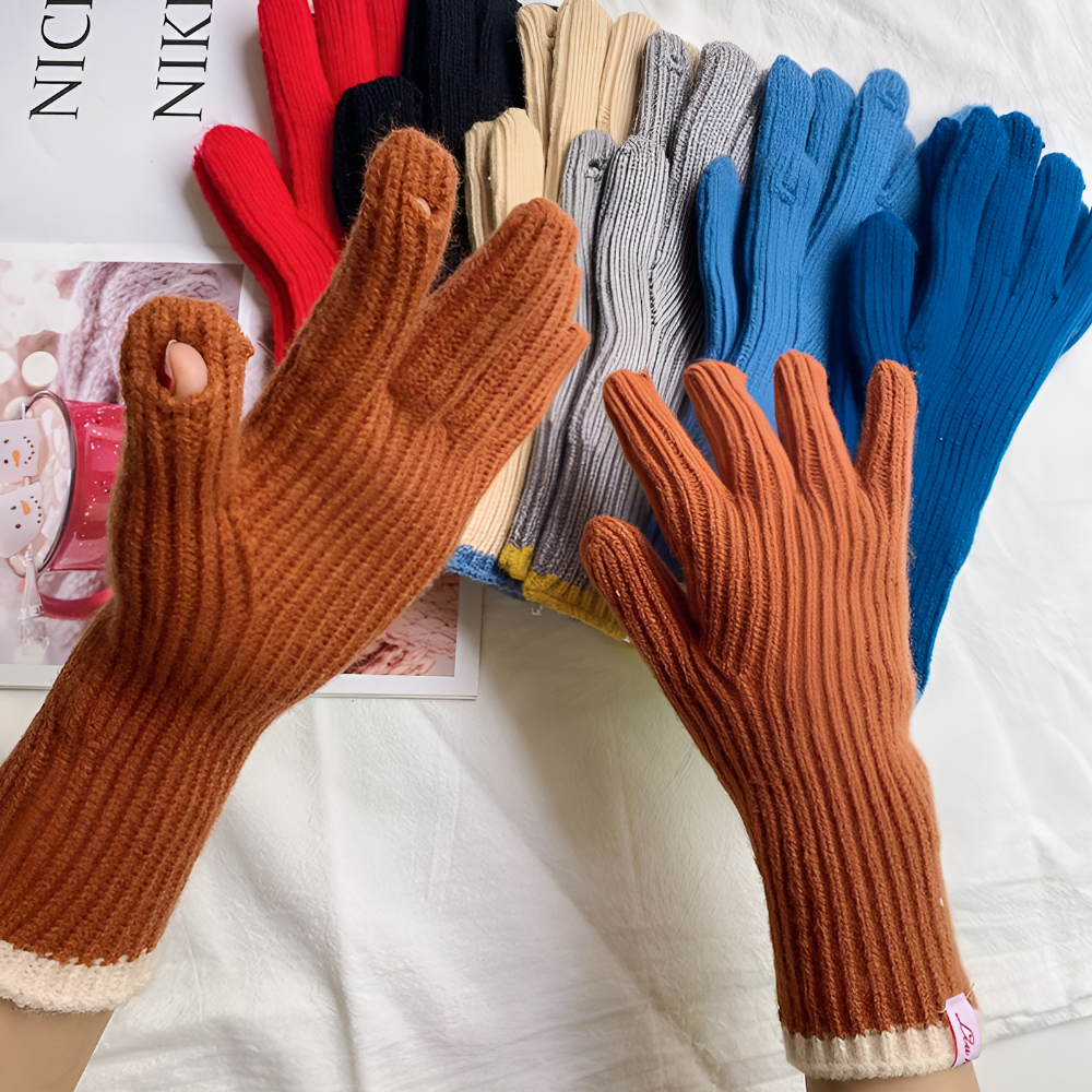 리딜 핑거 홀 장갑 손가락 구멍 장갑 여성 니트 털 스마트폰 터치 방한 겨울 투톤 12,900원