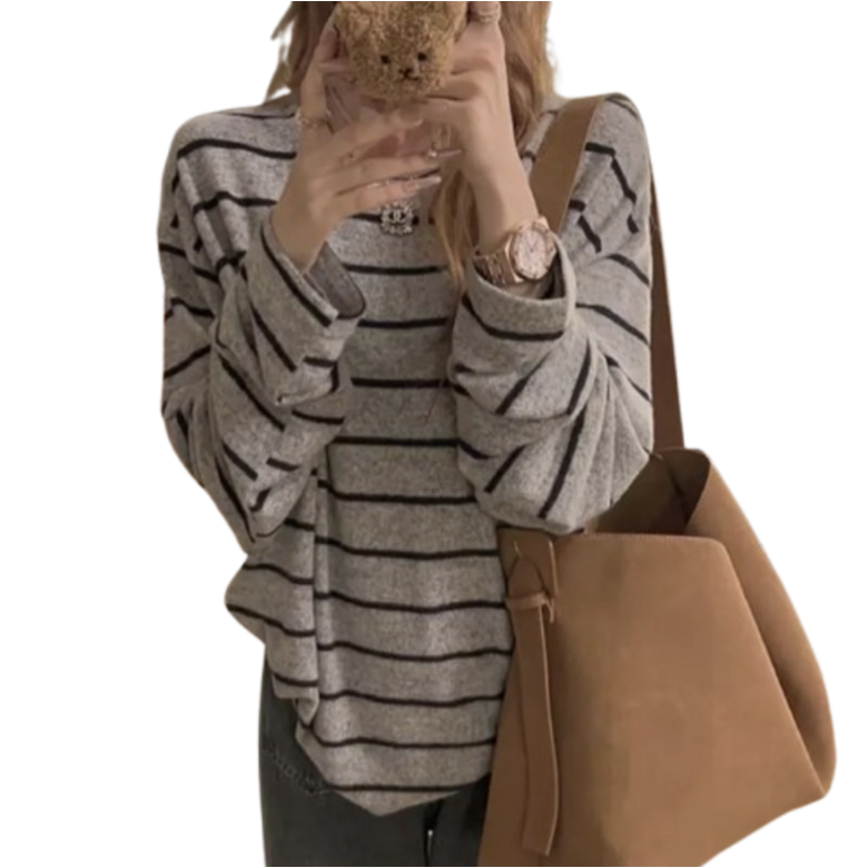 소비르 여성 긴팔 스트라이프 니트티 루즈핏 니트 티셔츠 19,310원