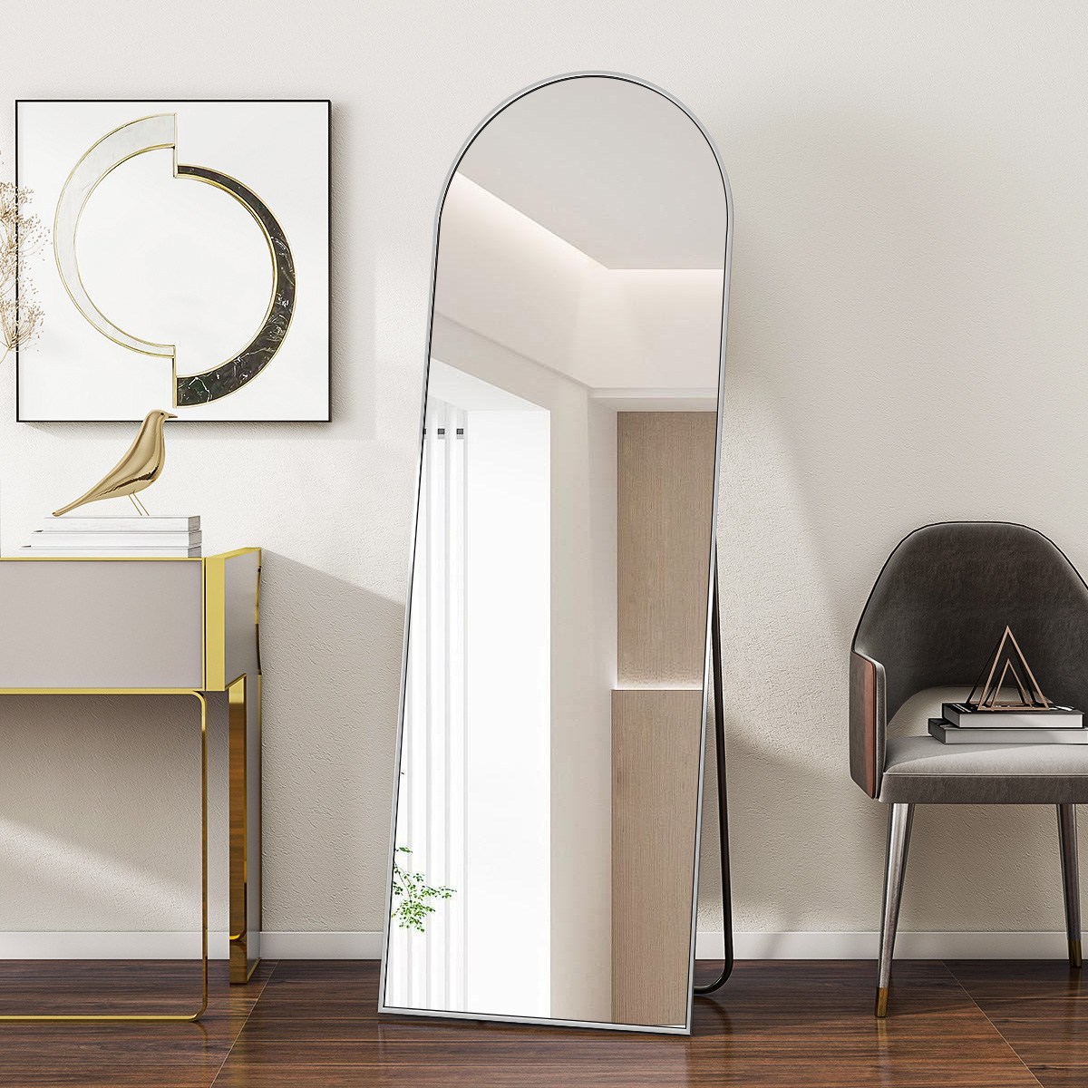 뷰티피크 3in1 스탠드 벽걸이 거치형 강화 안전 유리 전신거울 아치형, 실버 109,900원