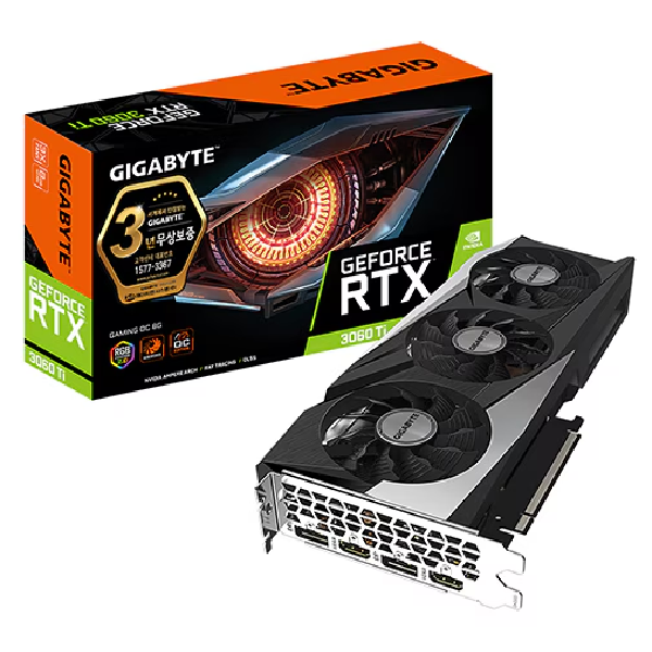 GIGABYTE 지포스 RTX 3060 Ti GAMING OC V2 D6 8GB 3팬 게이밍 중고 385,000원