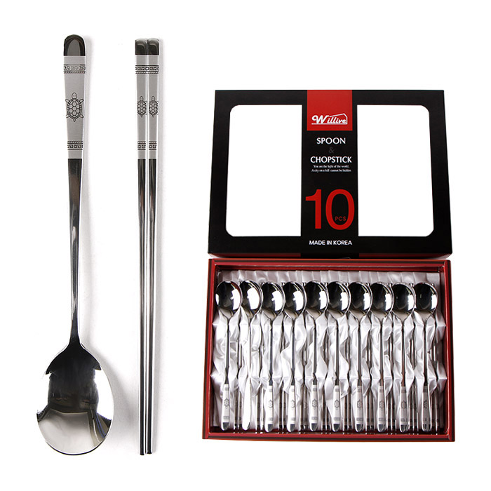 윌리브 국산 스텐 거북이 수저세트, 실버, 숟가락 10P + 젓가락 10P + 케이스, 1개 36,510원