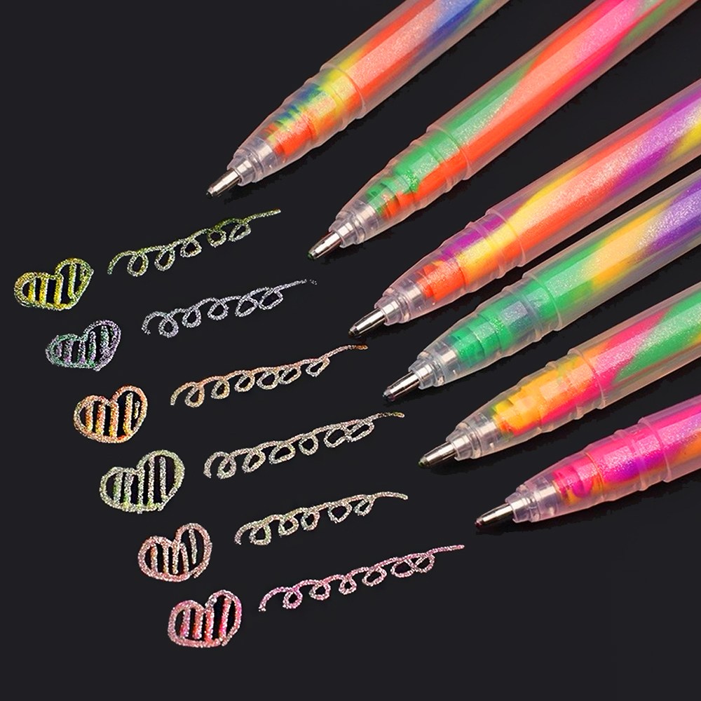 드림팩토리 레인보우 그라데이션 젤펜, 6개, 반짝이글리터 8,800원