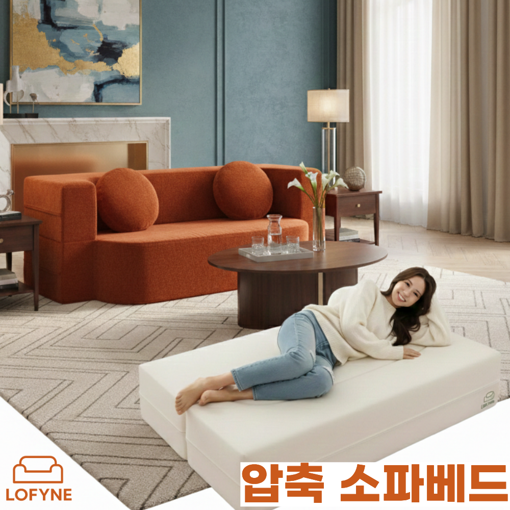 로파인 스타일리쉬 압축 침대소파 1인용 2인용 3인용 패브릭 인테리어 모던 심플 스타일 모듈 파우치 쇼파베드 소파베드 쇼파추천 거실, 오렌지 151,000원