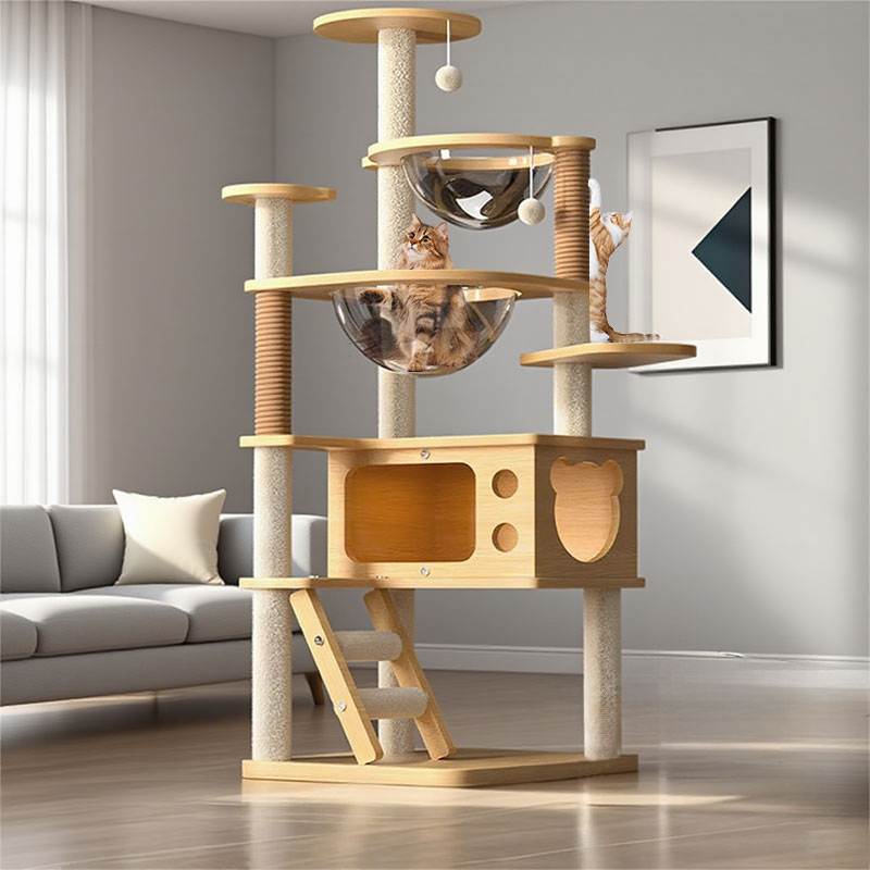 New World 캣타워 고양이 스크래쳐 안정적인 구조로 튼튼하고 견고함 다층 구조로 놀이터 링트리 등반 프레임 + 스크래쳐 + 고양이장난감 대형 및 소형 고양이모두사용 MPJ04, 1개, 원목색 44,630원