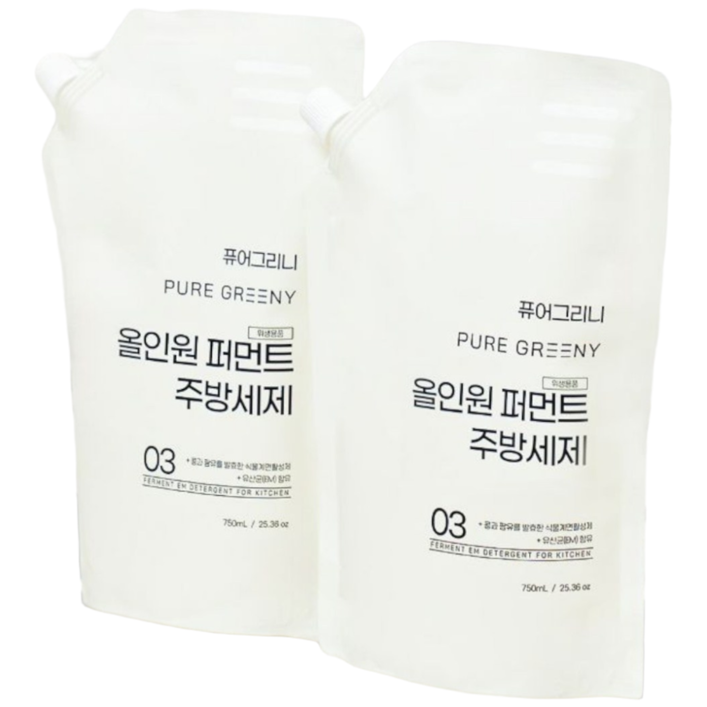 1+1 퓨어그리니 친환경 EM 맨손 뽀득 천연 1종 주방세제 (리필), 1개, 750ml 20,110원