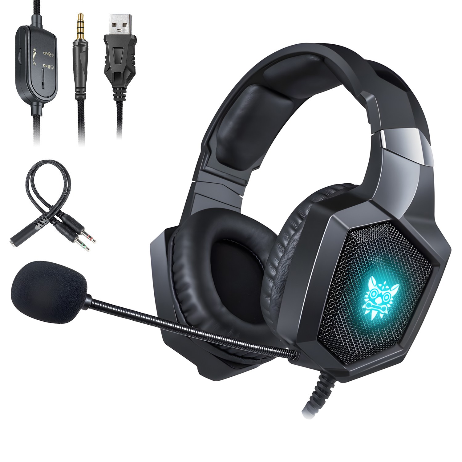 ONIKUMA 유선 게이밍 헤드셋 가상 7.1 RGB usb 노이즈캔슬링 마이크 20,520원