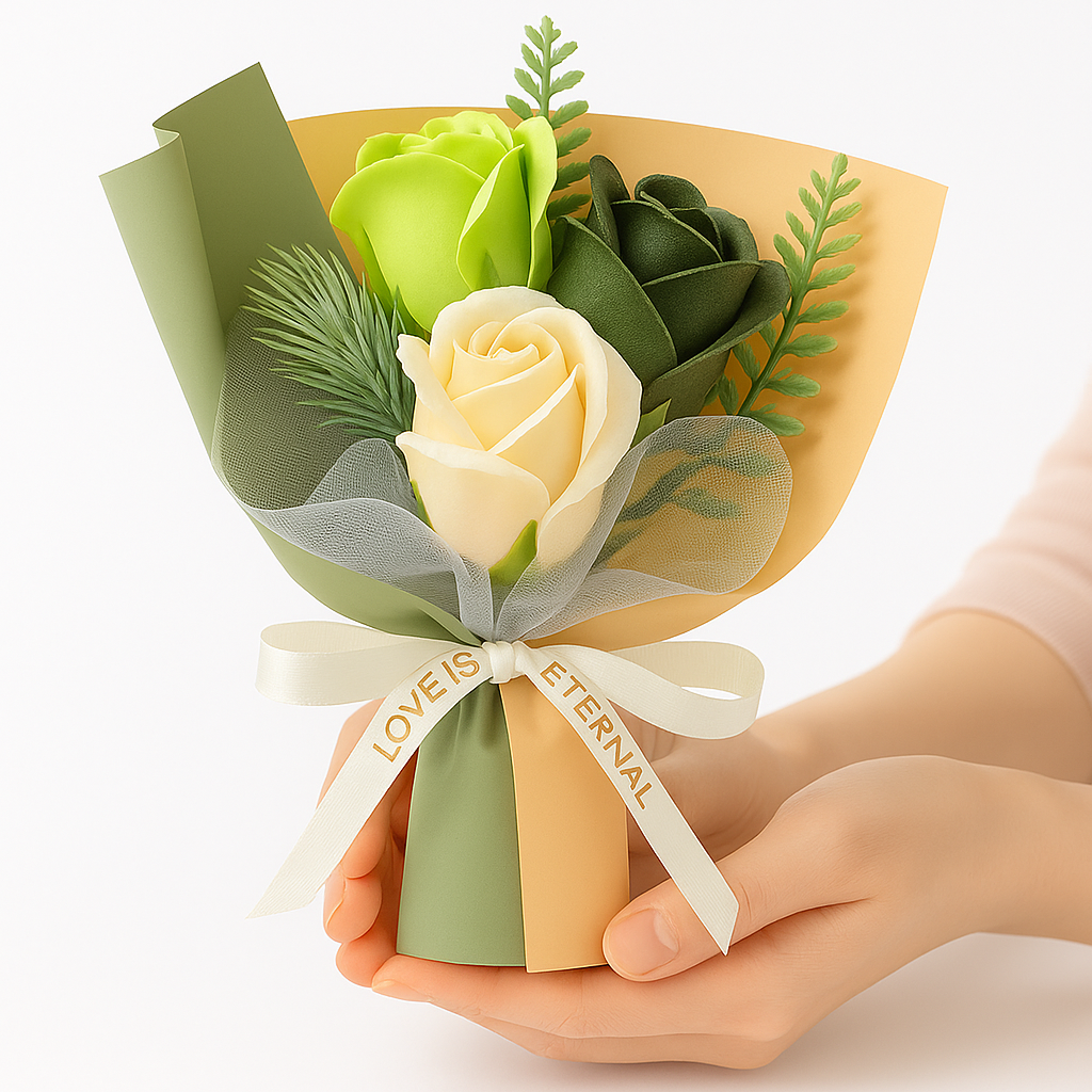 유니팡 3색 장미 미니 비누 기념일 생일 선물 꽃다발, 1개, 그린 7,900원