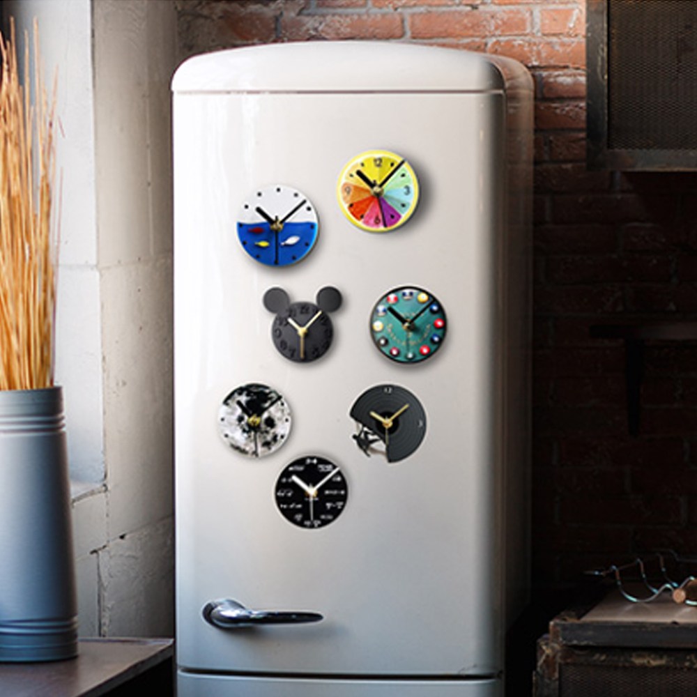 FOOI 원형 미니 자석 냉장고시계 심플 모던 주방인테리어 무소음 정밀시계, 화이트버드 9,600원