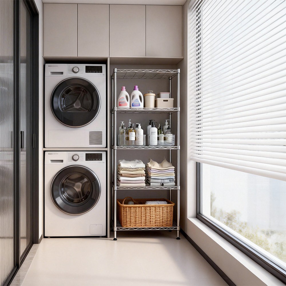 HOMESHOP 튼튼한 다용도 메탈 선반 메탈랙 철제진열대 수납정리대 5 단, 540 x 290 x 1500mm, 5단, 실버 28,990원