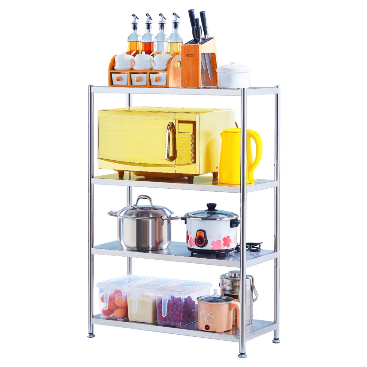 스테인리스 선반 - 3D 입체 물결 층판, 다용도 수납장, 주방/화장실/베란다, 조절 가능, 산업용 디자인 62,990원