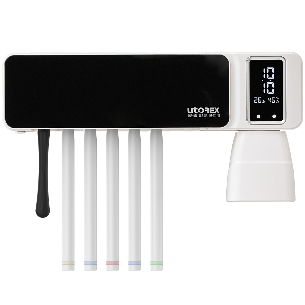 유토렉스 클리온 UV-C 칫솔 건조 온도 습도 스마트 AI 시계 더블케어 칫솔살균기 49,900원