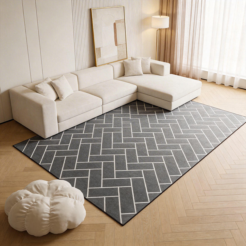 대형 카페트,기하학 패턴 거실용 러그,검은색 분말 낙하 없음 먼지없는 13,000원