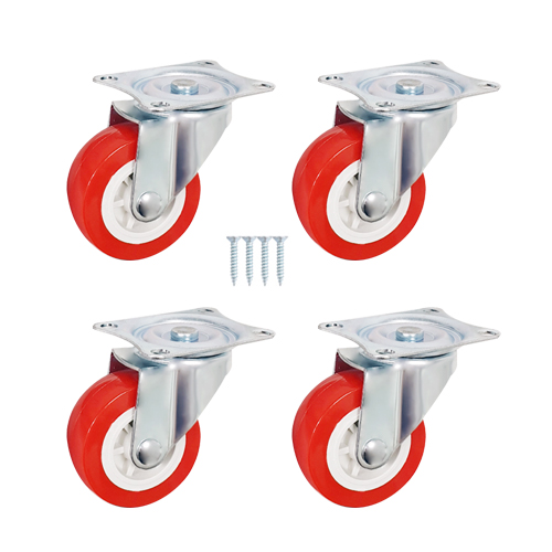 적색 PVC 캐스터 고중량 바퀴 고정 회전 브레이크 B-02 2인치 회전형, 4개 8,500원