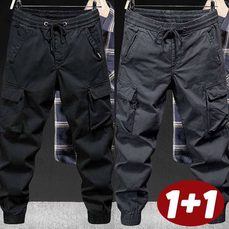 JUSTFEELING 1+1 남성 긴바지 빅사이즈 봄 가을 카고팬츠 트레이닝 바지 조거 빅사이즈 작업바지 등산복 D10U 29,900원